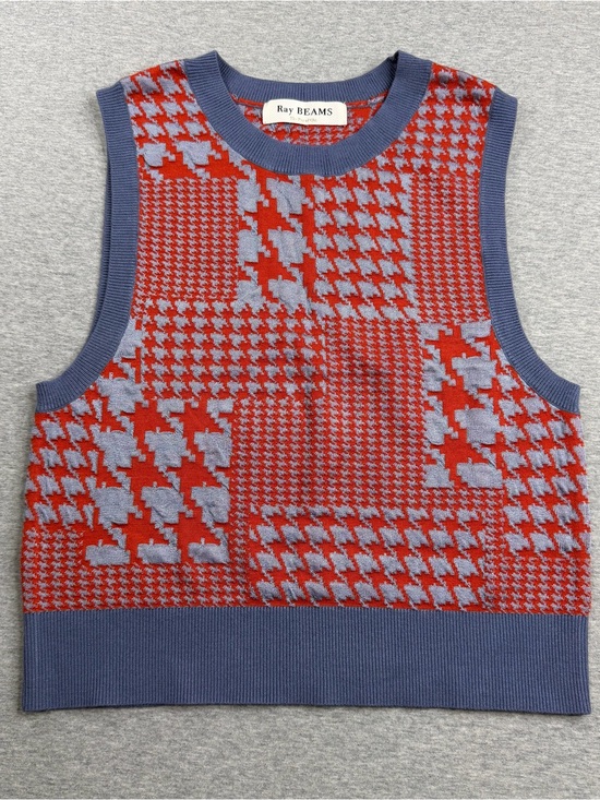 ray beams Jackets & Blazers - Ray BEAMS Tokyo fashion Patchwork Sweater Vest Women Small Preppy Academic Chic